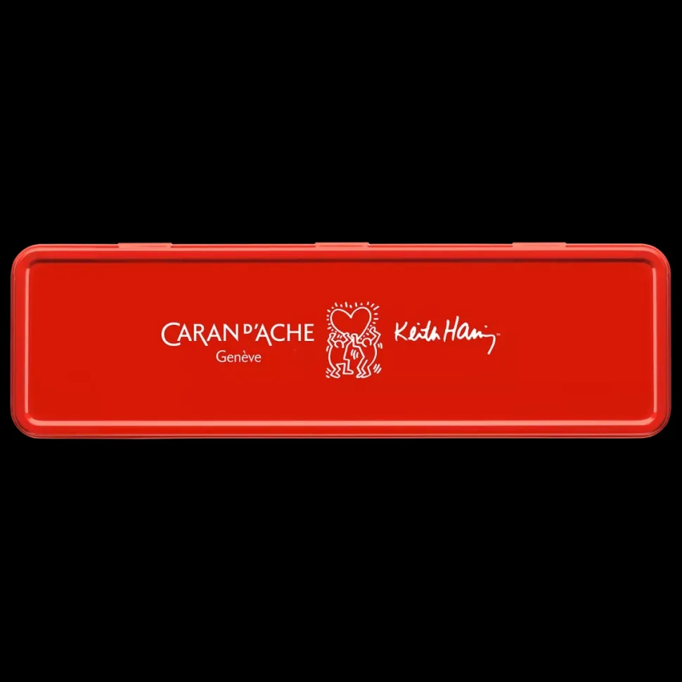 Estuche metálico con bolígrafo Blanco Keith Haring Caran d'Ache