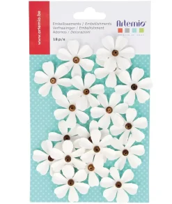 Flores de papel con abalorio blancas Lollipop Artemio