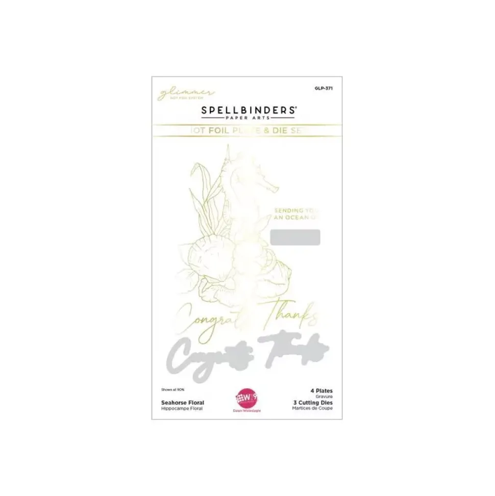 Glimmer Hot Foil Plates + troqueles Seahorse Floral Spellbinders