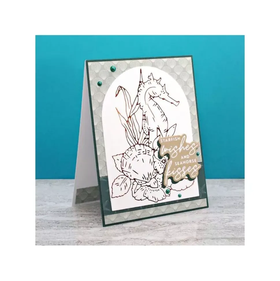 Glimmer Hot Foil Plates + troqueles Seahorse Floral Spellbinders
