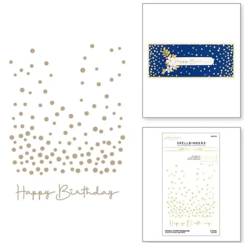Glimmer Hot Foil Plates Confetti background The Slimline Spellbinders