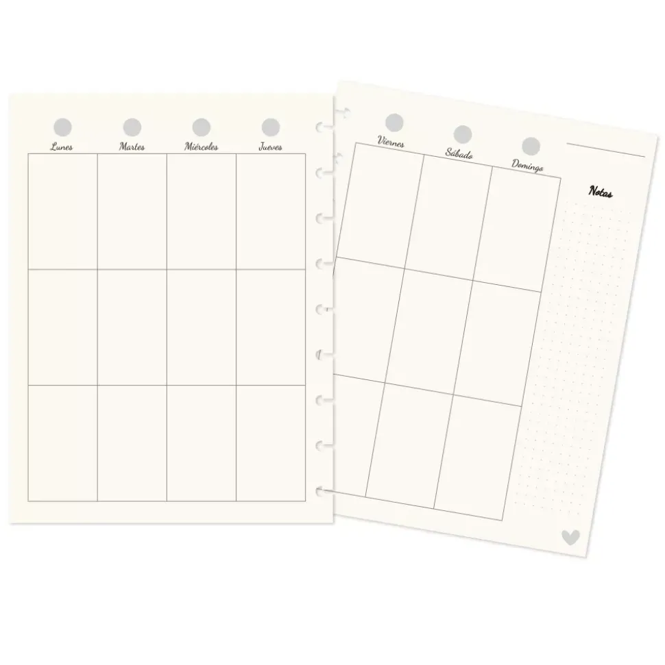 Hojas de Planner de Disco Semanales con los Días de la Semana Craftelier