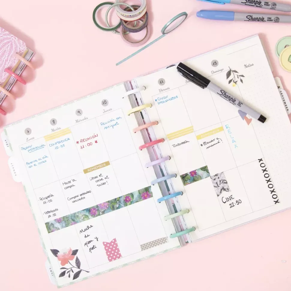Hojas de Planner de Disco Semanales con los Días de la Semana Craftelier