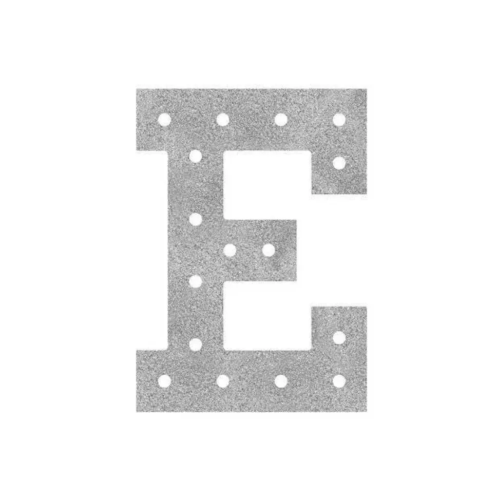 Insert Marquee Love Letra E Glitter Plata