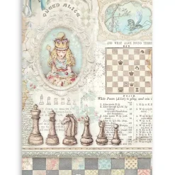 Kit 6 Láminas Acetato Impresas Alice Through the Looking Glass Stamperia A4