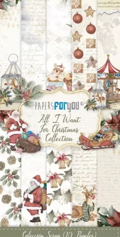 Kit de Scrapbooking All I Want For Christmas PapersForYou 15x30cm