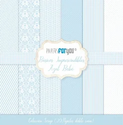 Kit de Scrapbooking Azul Bebé Básicos PapersForYou 20x20cm