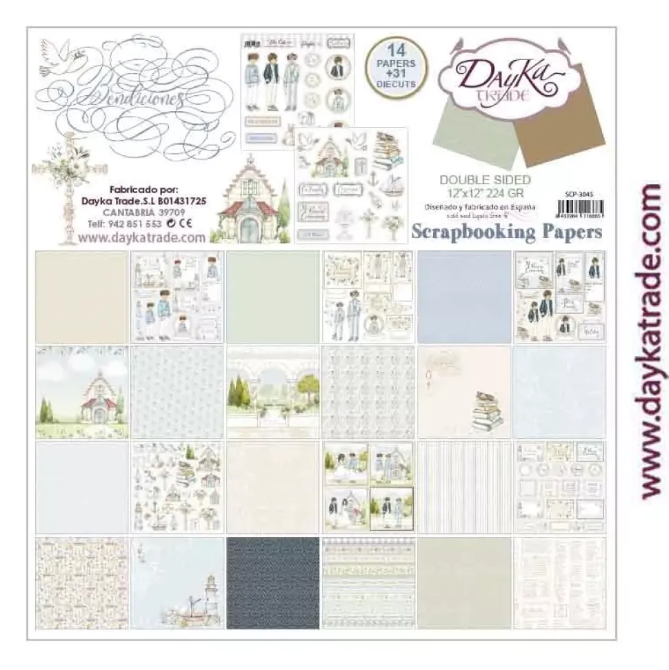 Kit de Scrapbooking Comunión Niño Bendiciones Dayka 30x30cm