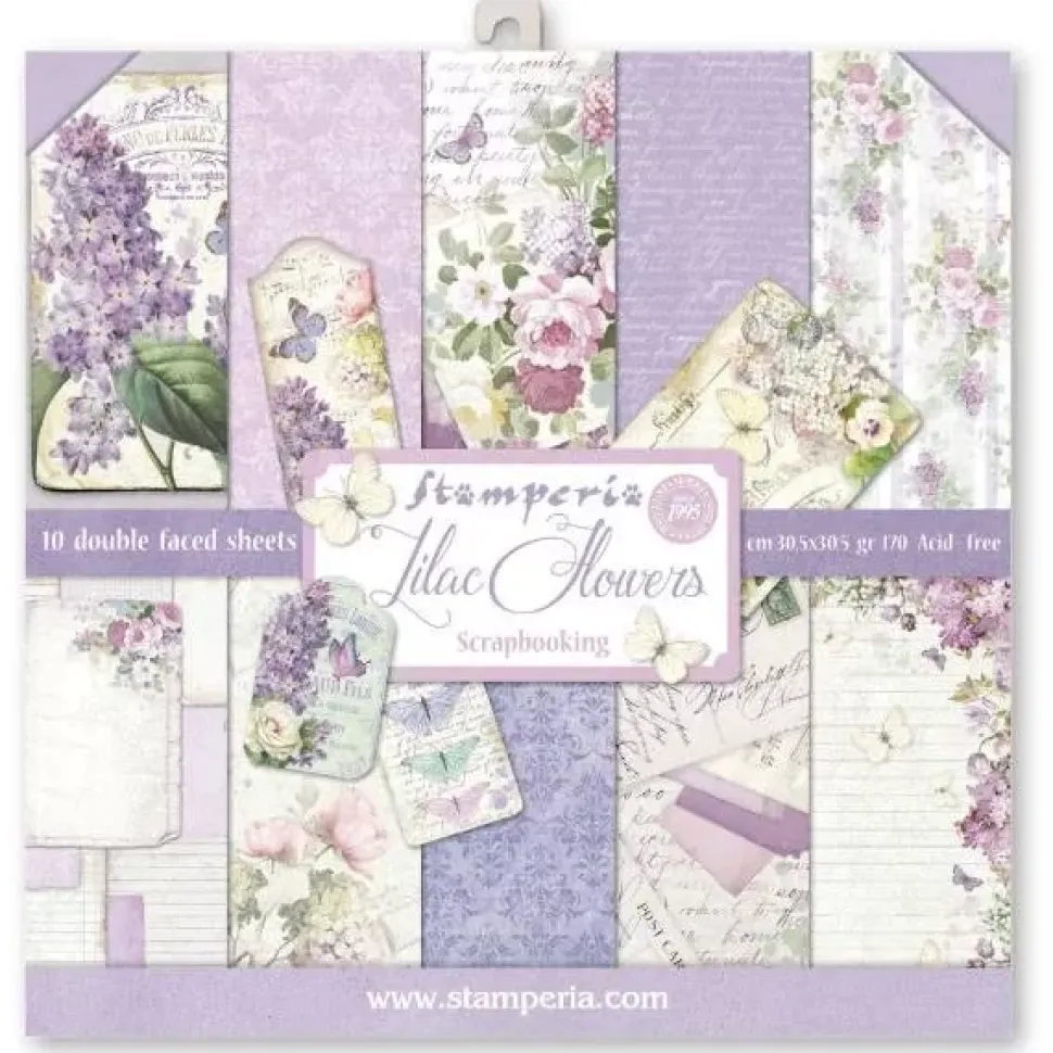 Kit de Scrapbooking Lilac Flowers Stamperia 30x30cm