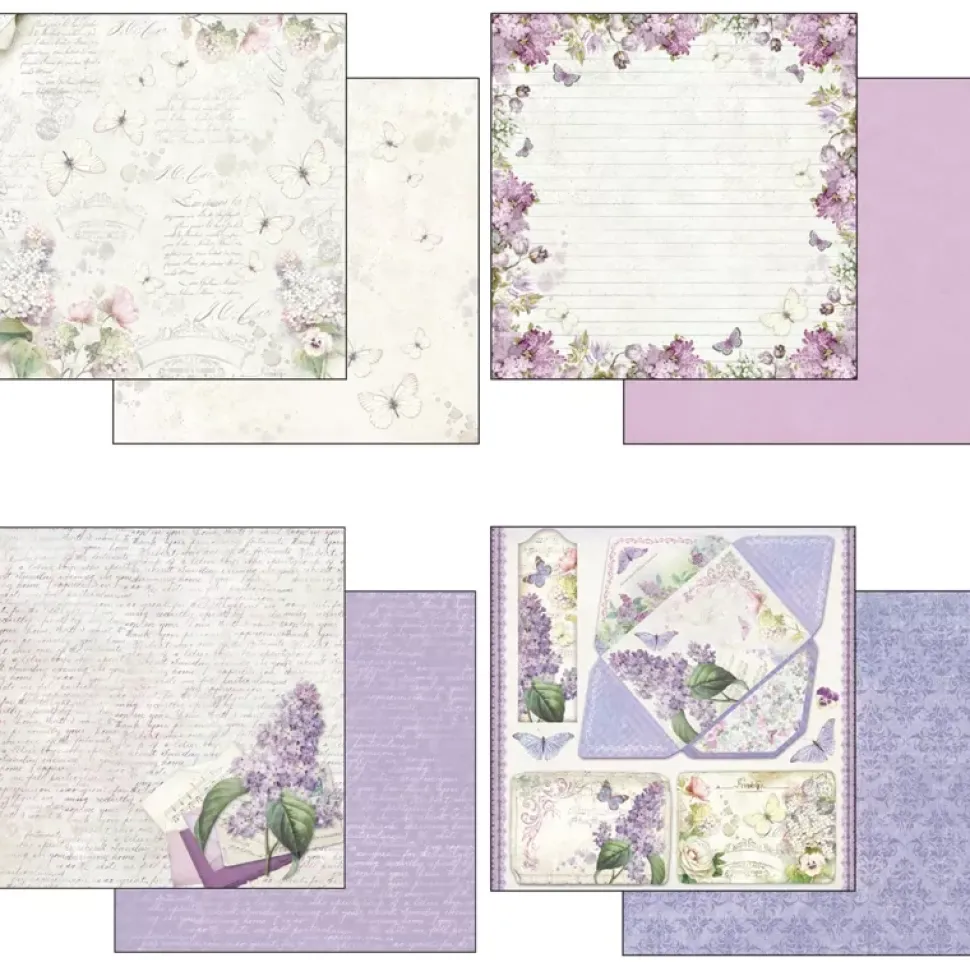Kit de Scrapbooking Lilac Flowers Stamperia 30x30cm