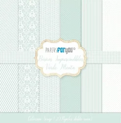 Kit de Scrapbooking Verde Menta Básicos PapersForYou 20x20cm
