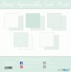 Kit de Scrapbooking Verde Menta Básicos PapersForYou 20x20cm