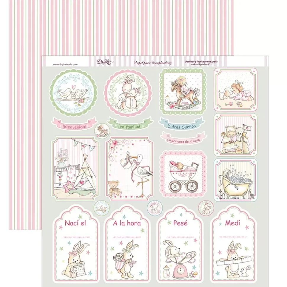 Kit de scrapbooking Y ... por fin llegaste tú, Mi niña Dayka 30x30cm