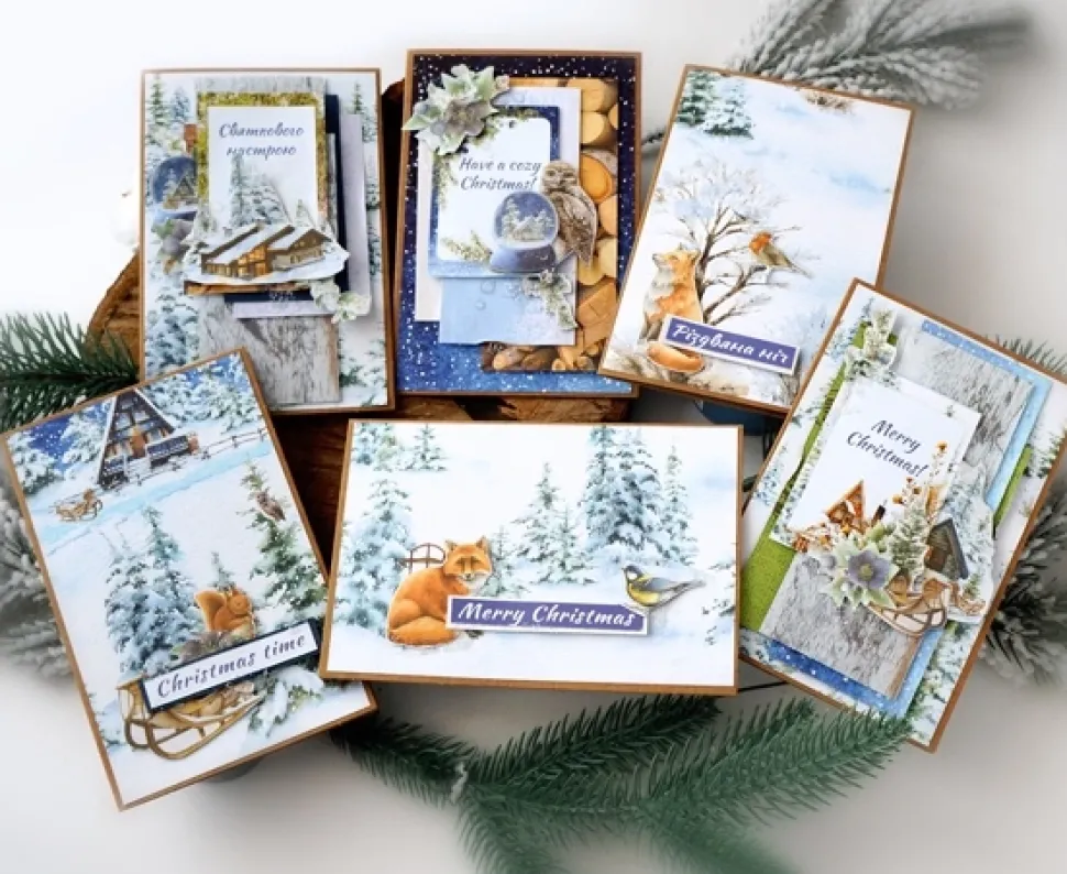 Kit Tarjetas Felicitación Country Christmas Fabrika Decoru 10x15cm