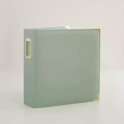 Álbum de cuero lomo ancho Mapamundi Salvia Lora Bailora 6"x8"