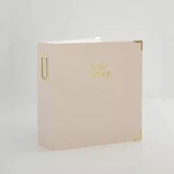 Álbum de tela lomo ancho Hello Baby Beige Lora Bailora 6"x8"