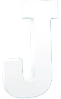 Letra J de cartón endurecido blanco