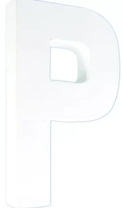 Letra P de cartón endurecido blanco