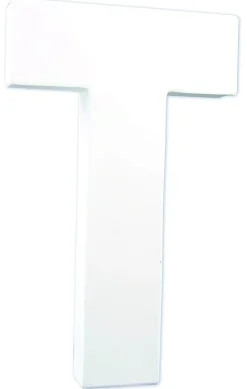 Letra T de cartón endurecido blanco
