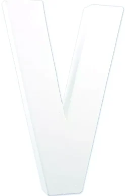 Letra V de cartón endurecido blanco