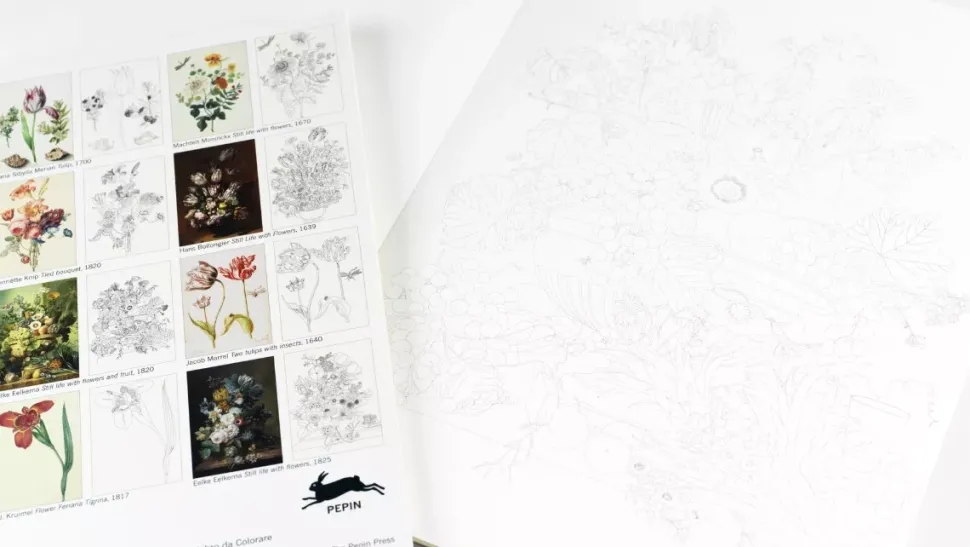 Libro para colorear Floral The Pepin Press 25x34cm