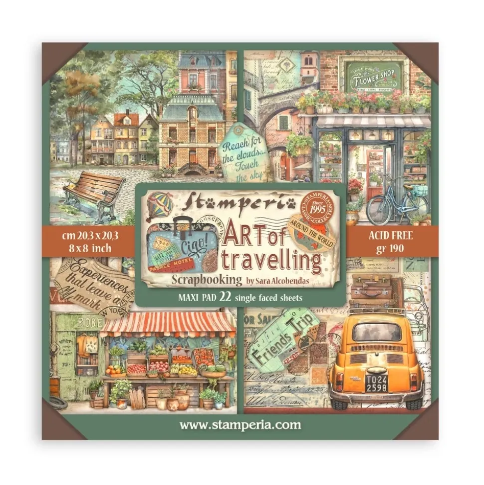 Maxi Set de scrapbooking Art of Travelling Stamperia 20x20cm