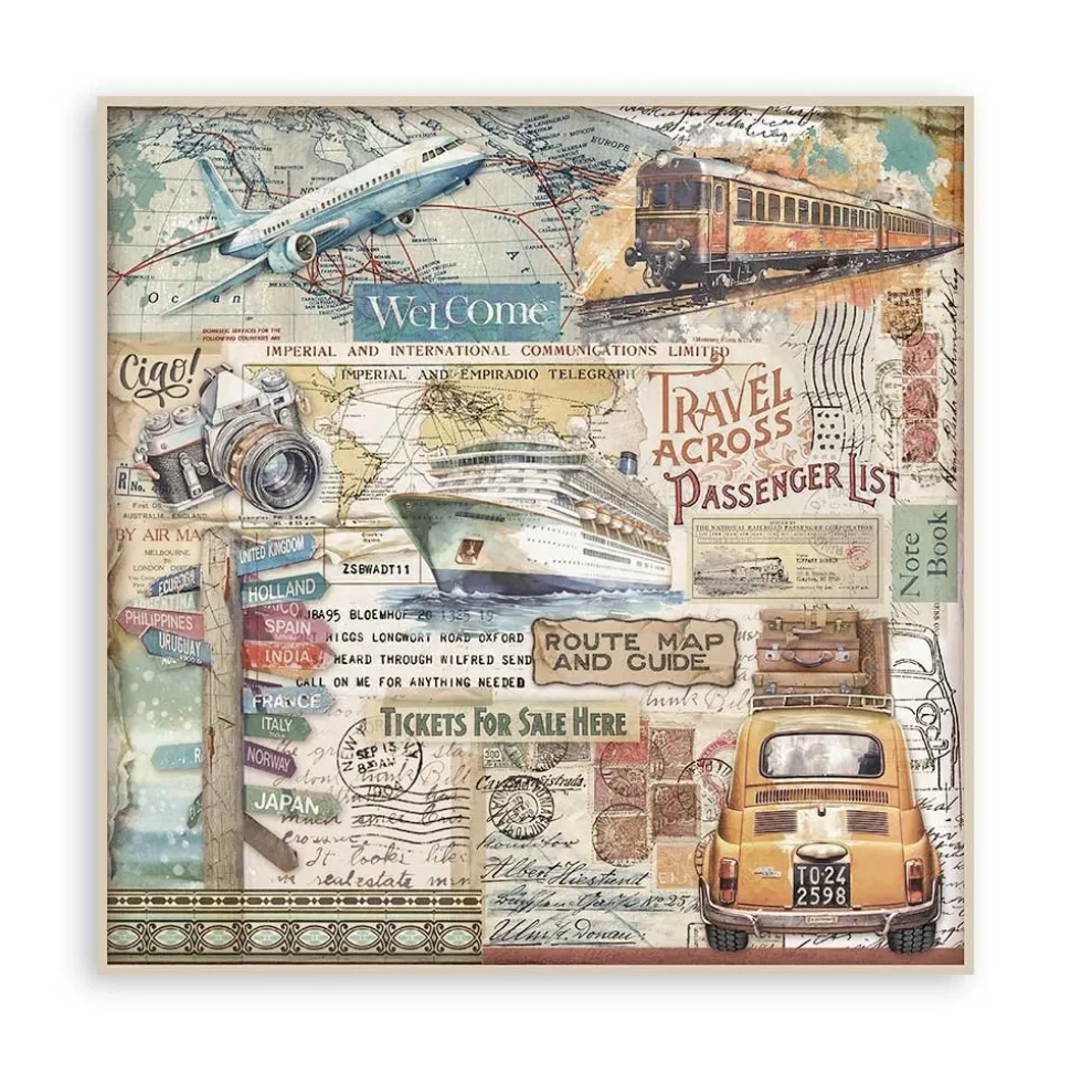 Maxi Set de scrapbooking Art of Travelling Stamperia 20x20cm
