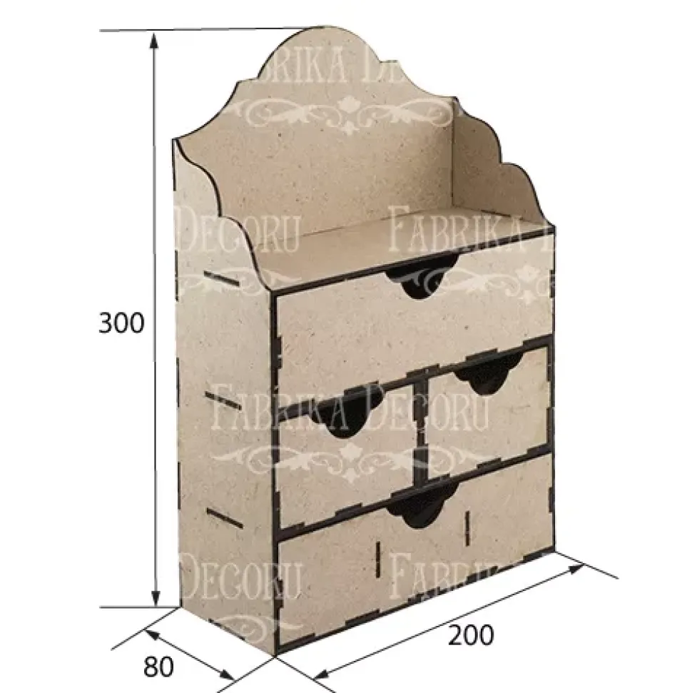 Organizador rectangular de escritorio con cuatro cajones en DM