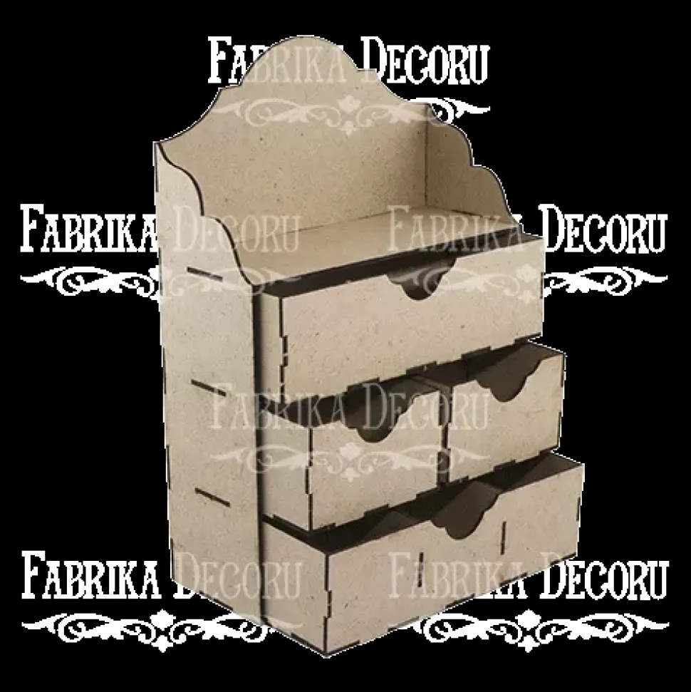 Organizador rectangular de escritorio con cuatro cajones en DM