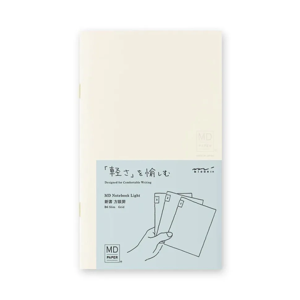 Pack 3 cuadernos cuadriculados B6 Slim Light Midori MD Paper