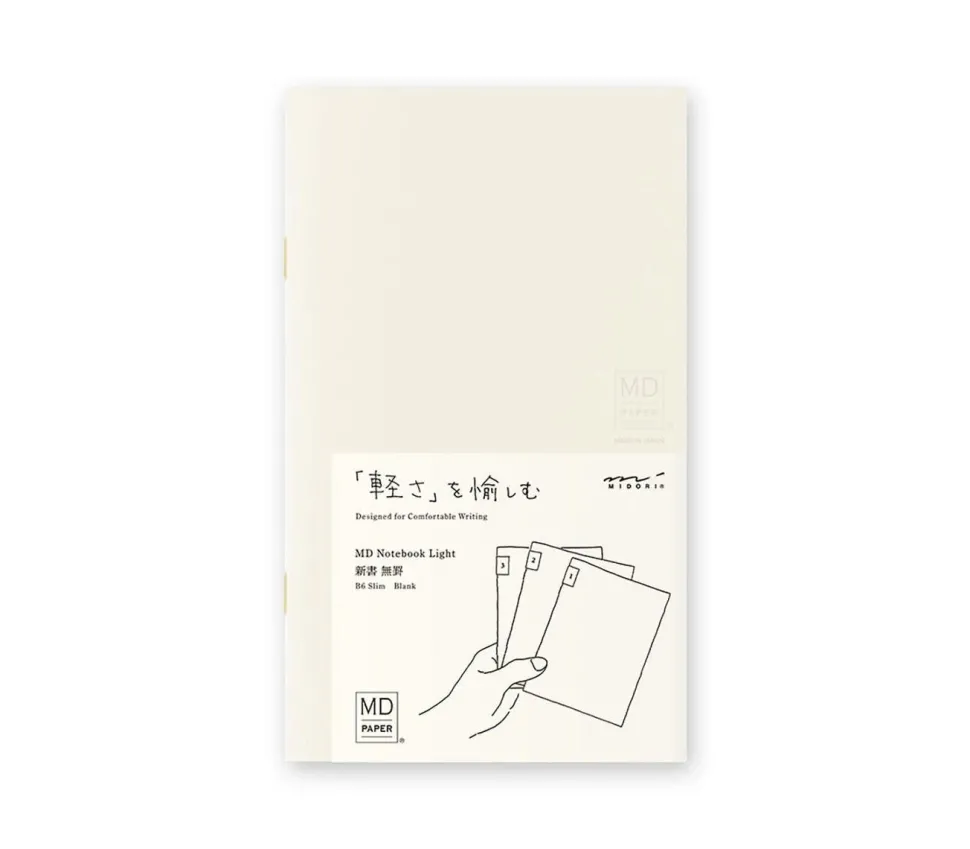 Pack 3 cuadernos lisos B6 Slim Light Midori MD Paper