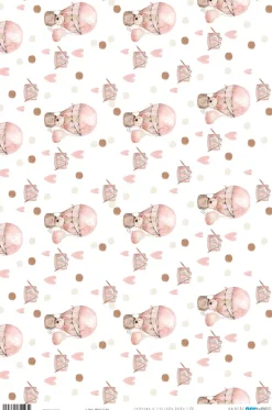 Papel de Cartonaje Ositos en Globo Lullaby Baby Girl PapersForYou 32x48cm