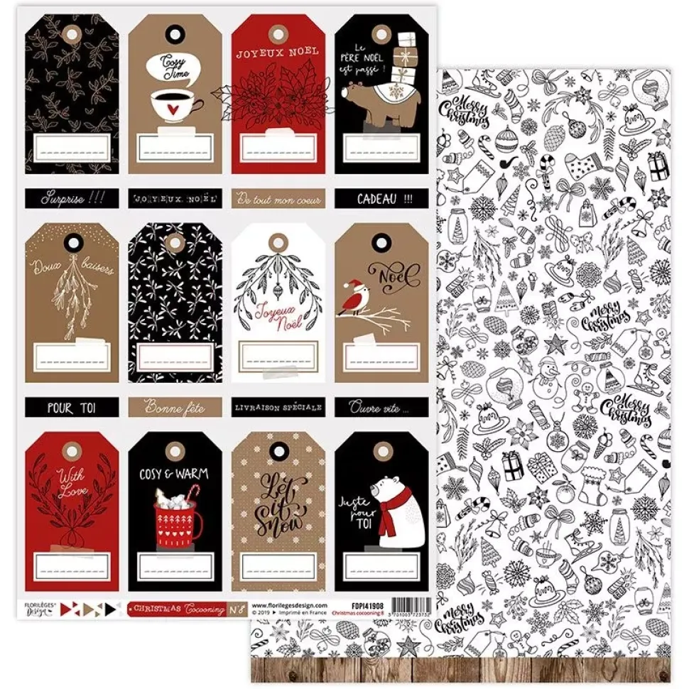 Papel Etiquetas Christmas Cocooning Florlèges Design A4