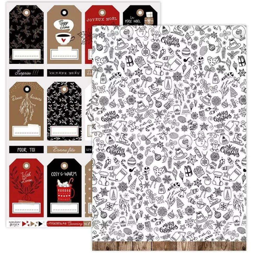 Papel Etiquetas Christmas Cocooning Florlèges Design A4