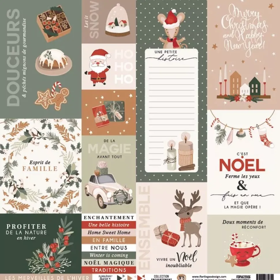 Papel Etiquetas y Sentimientos Enchantement Florilèges Design 30x30cm