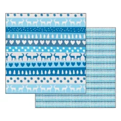 Papel Renos y corazones azul Stamperia 30x30cm