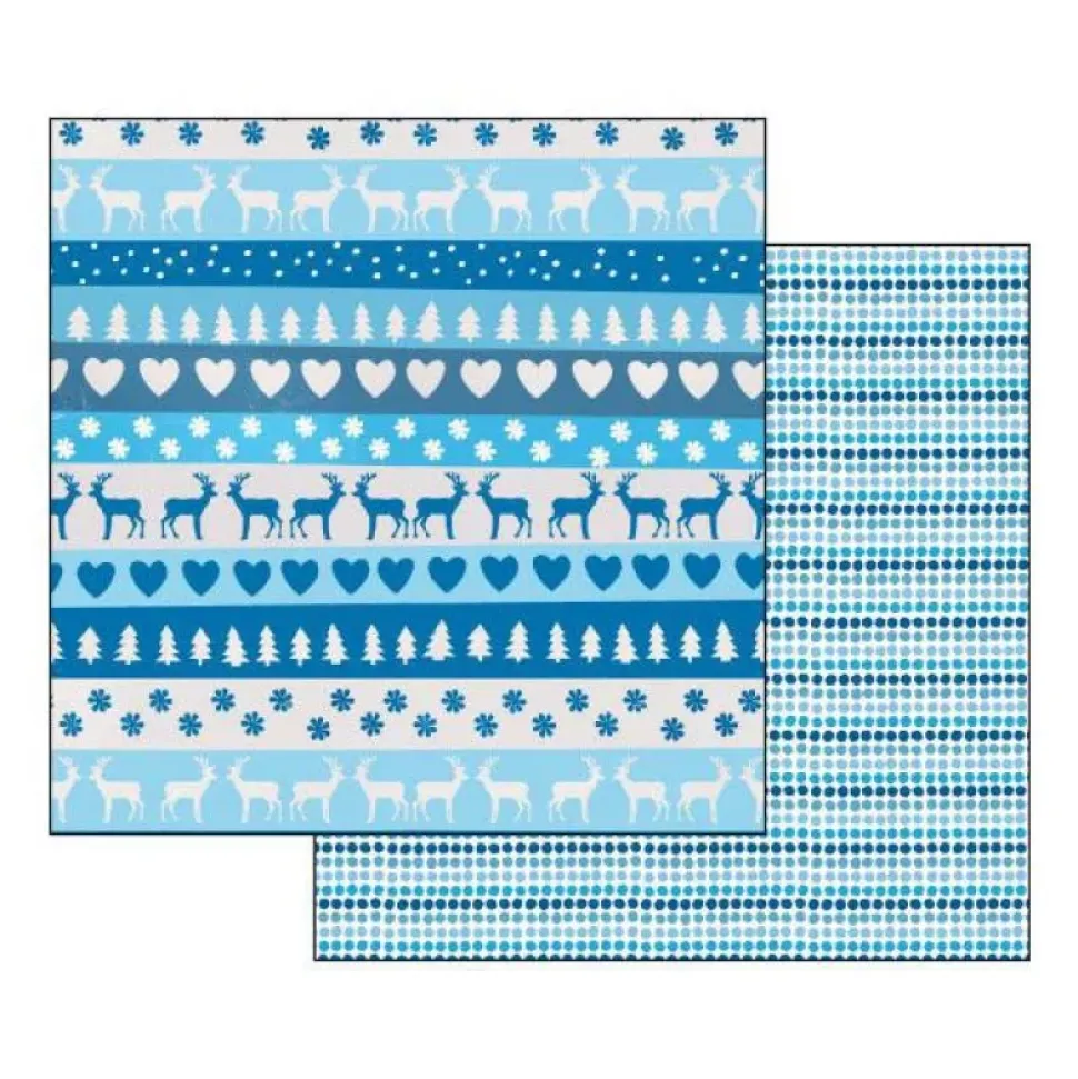 Papel Renos y corazones azul Stamperia 30x30cm