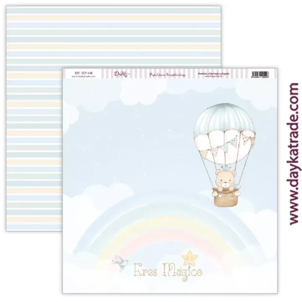 Papel SCP-448 Arcoiris con globo y nubes Ha Nacido una Estrella Niño Dayka 30x30cm