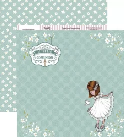 Papel SCP-177 Comunión niña margaritas 30x30cm Dayka