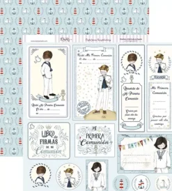Papel SCP-191 Comunión niño etiquetas fondo recordatorios 30x30cm Dayka