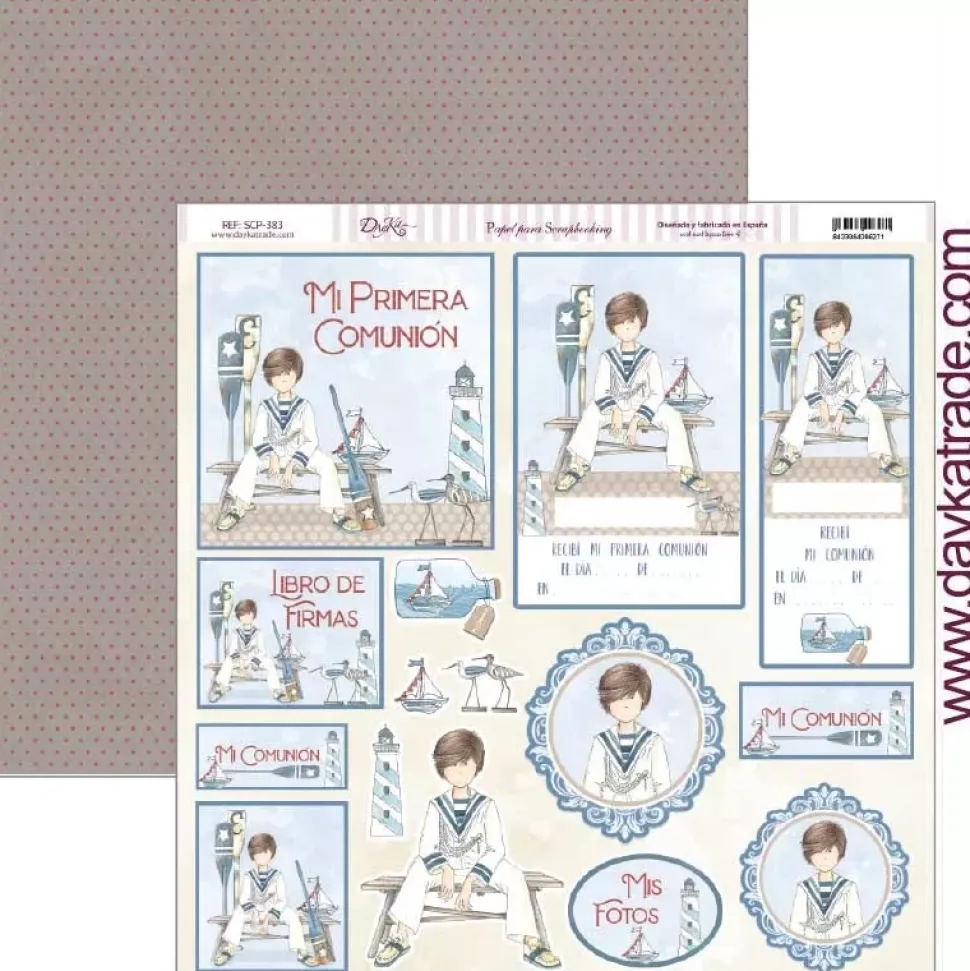 Papel SCP-383 Etiquetas niño comunión marinero Dayka 30x30cm