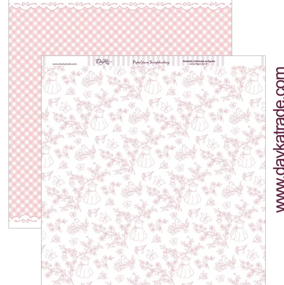 Papel SCP-265 Floral con pajaritos, mariposas 30x30cm Dayka