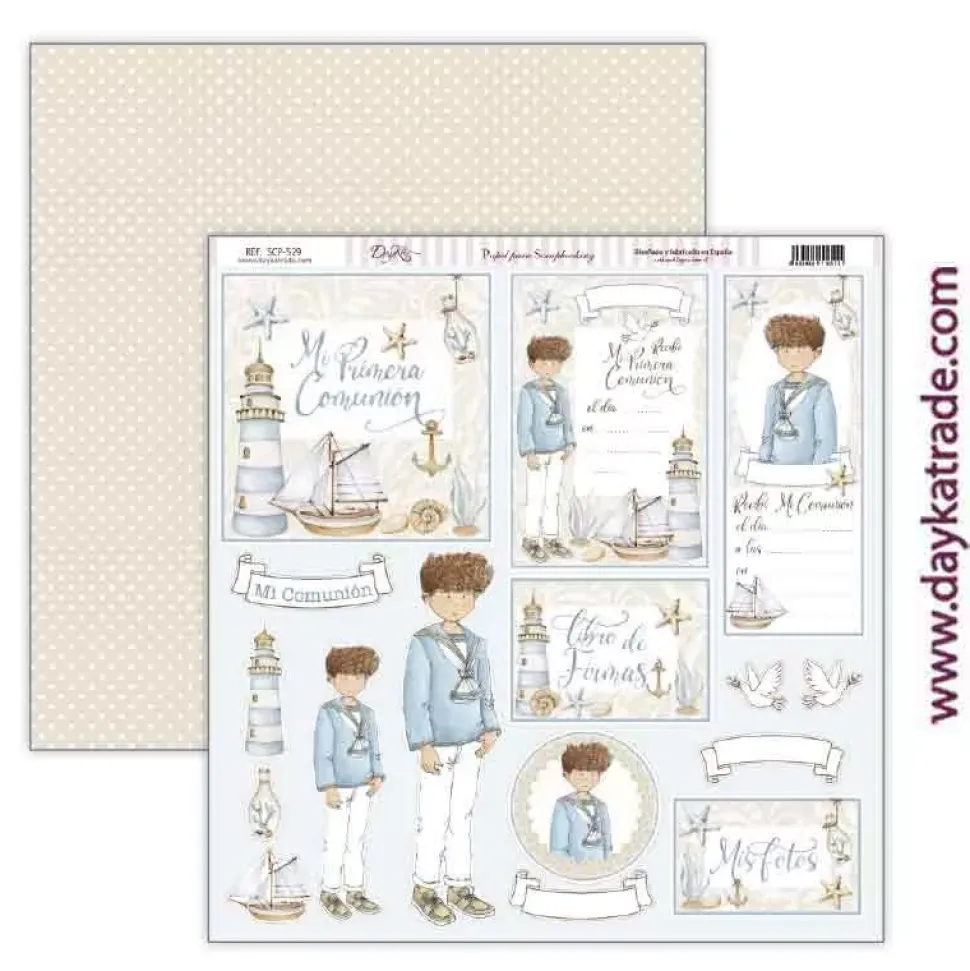 Papel SCP-529 Mi Comunión Beige Bendiciones Niño Dayka 30x30cm