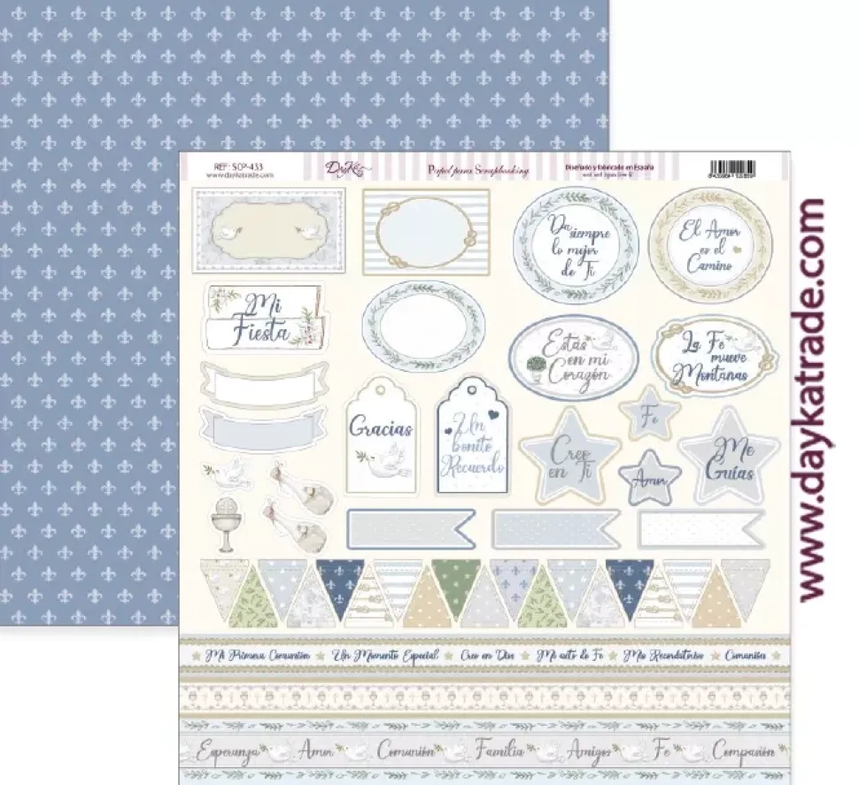 Papel SCP-433 Mi Primera Comunión Niño Etiquetas y Mensajes Dayka 30x30cm