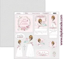 Papel SCP-421 Mi Primera Comunión Niña Recortables y Tarjetas Dayka 30x30cm