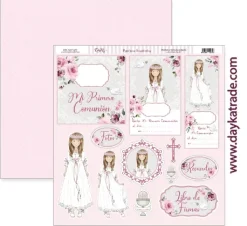 Papel SCP-422 Mi Primera Comunión Niña Recortables y Etiquetas Dayka 30x30cm