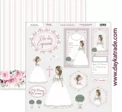Papel SCP-423 Mi Primera Comunión Niña Tarjetas Dayka 30x30cm