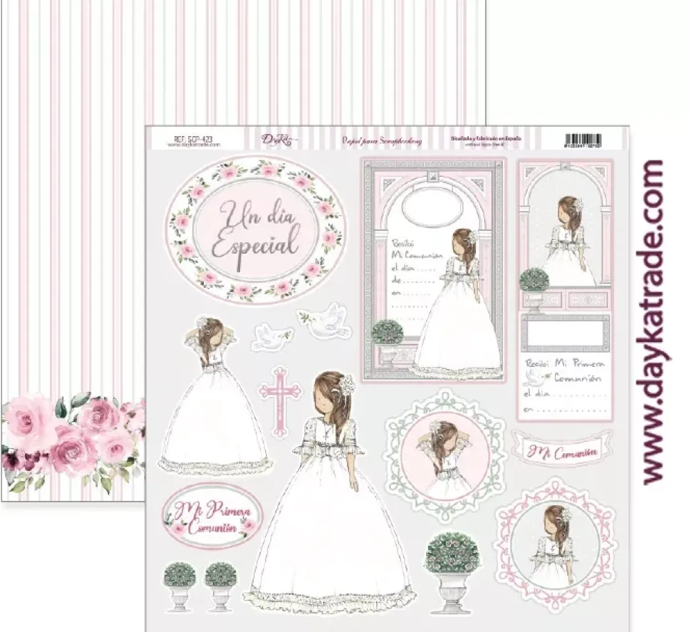 Papel SCP-423 Mi Primera Comunión Niña Tarjetas Dayka 30x30cm
