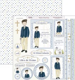 Papel SCP-243 Niño chaqueta azul y pantalón beige 30x30cm Dayka