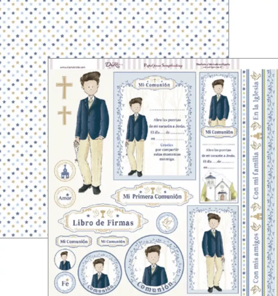 Papel SCP-243 Niño chaqueta azul y pantalón beige 30x30cm Dayka
